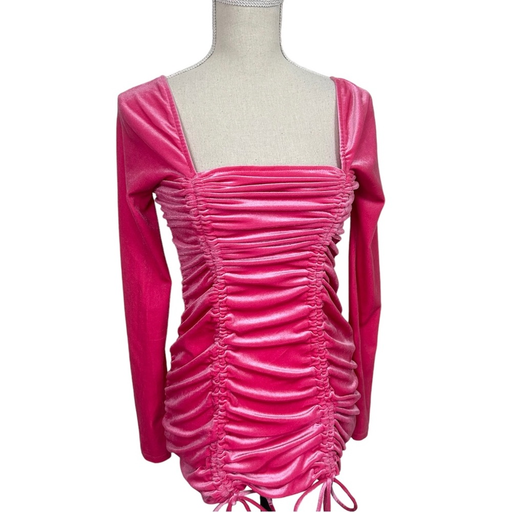 Pink Velvet Bodycon Mini Dress Size XS Bratzcore Coquette